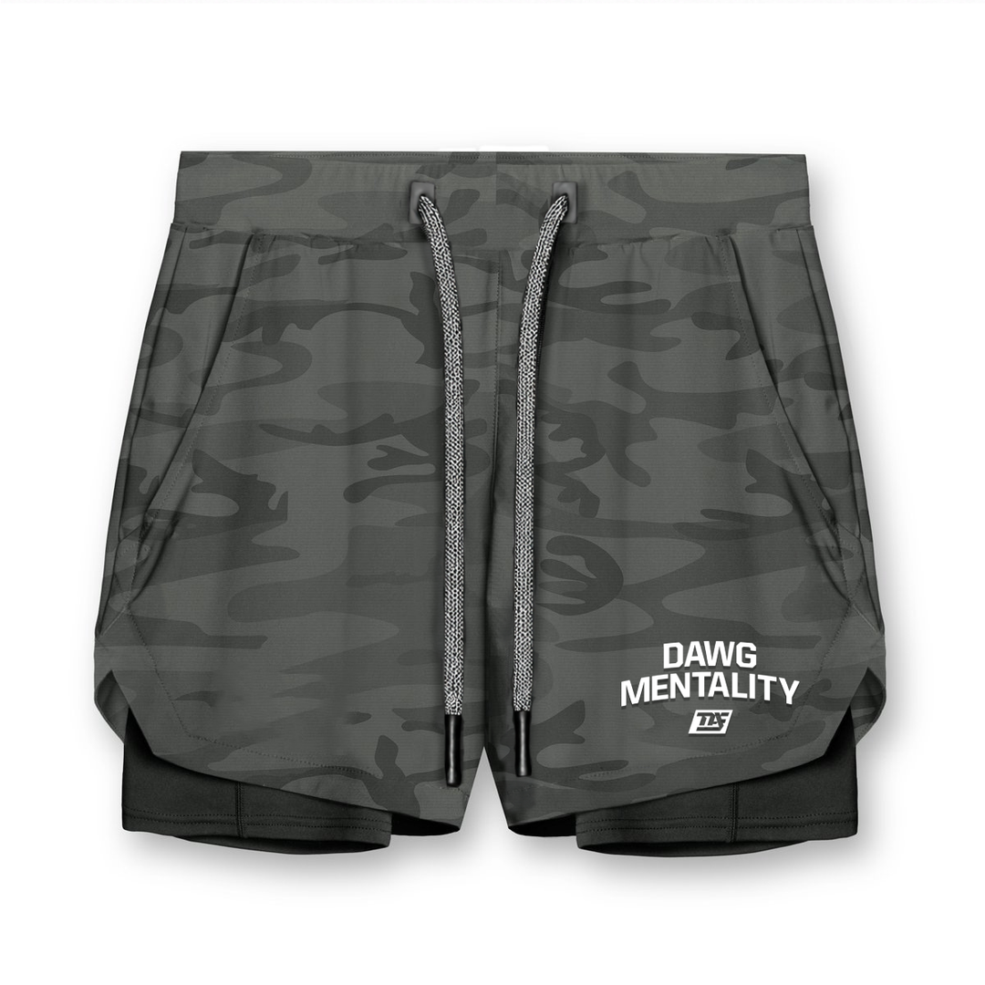 Dawg Mentality - 2 in 1 Active Shorts 5" (Black Camo)