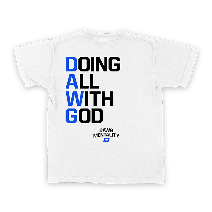 DAWG | Stacked Quote Blue - Kids (White)