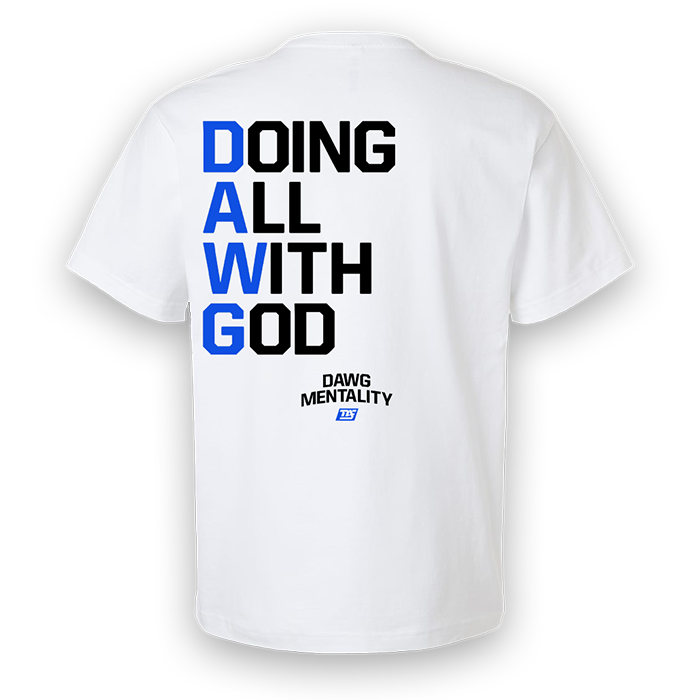 DAWG | Stacked Quote Back Blue - Boxy Fit Premium (White)