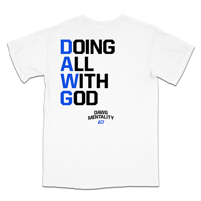 DAWG | Stacked Quote Back Blue - Standard Tee (White)