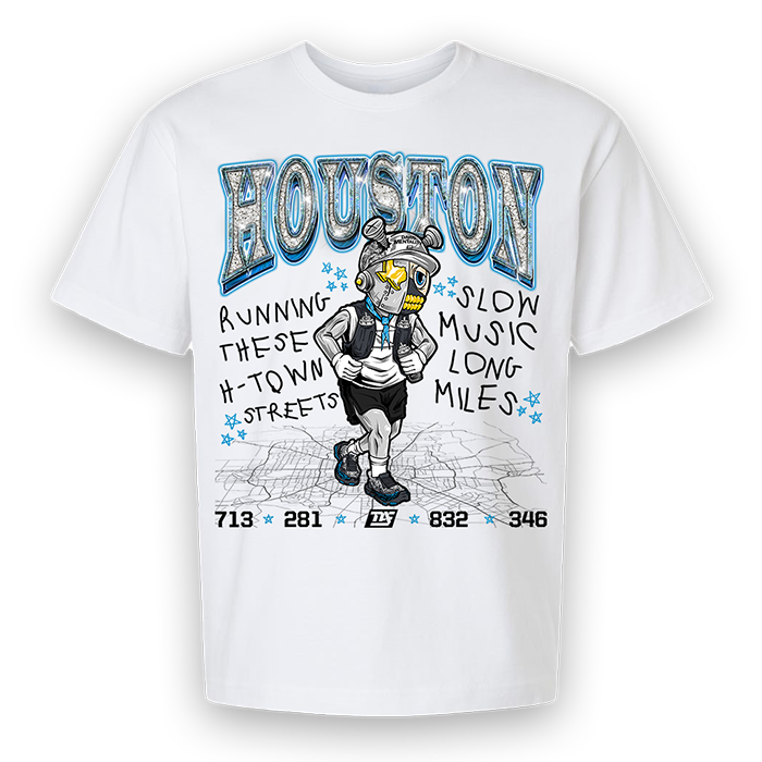 H-Town Road Runner Blue - Boxy Fit Premium (White)