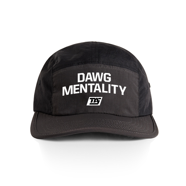 Black performance cap with 'DAWG MENTALITY' text and logo on a white background